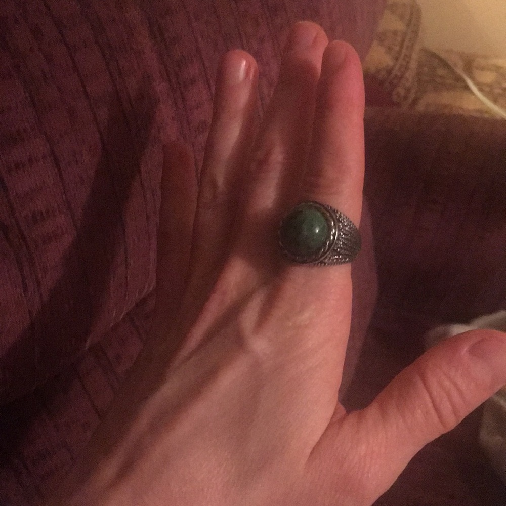 Ruby Zoisite Cabochon Native Feather Ss Ring - image 5